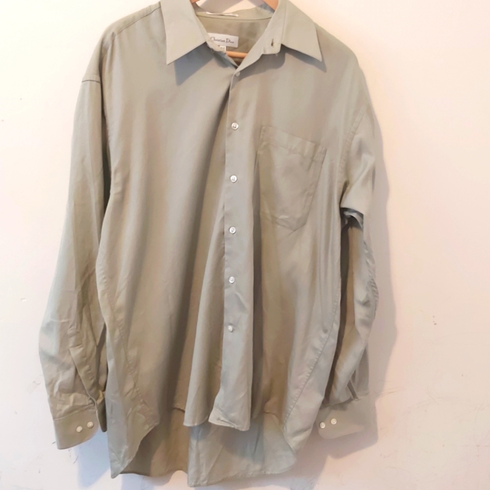 CHRISTIAN DIOR | Men's Button Down Dress Shirt Tan Size 16 1/2 34/35